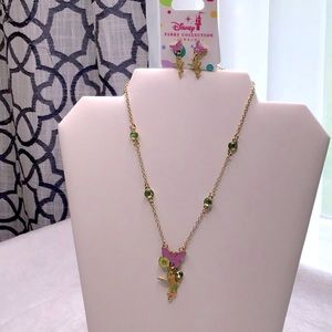Disney Parks Tinker Bell Necklace Earring Set